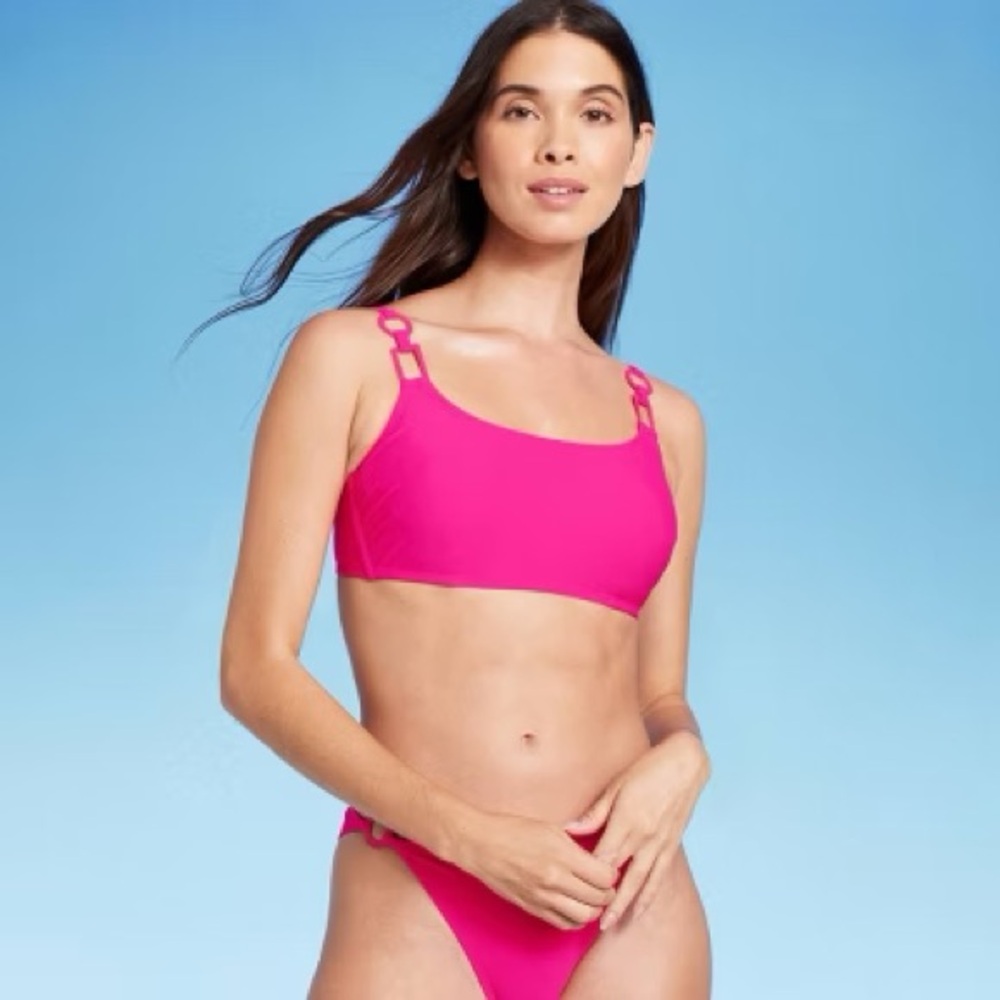 NWT Shade & Shore Pink Ring Detail Bikini Top Size 36B